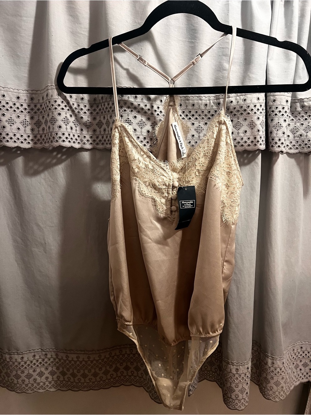 Abercrombie & Fitch Lace Trim Satin Camisole - Light Beige